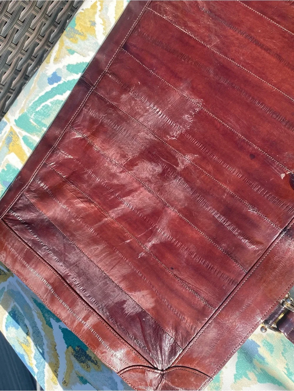 Korean Sunco Burgundy Eel Skin Briefcase - Professional Padfolio